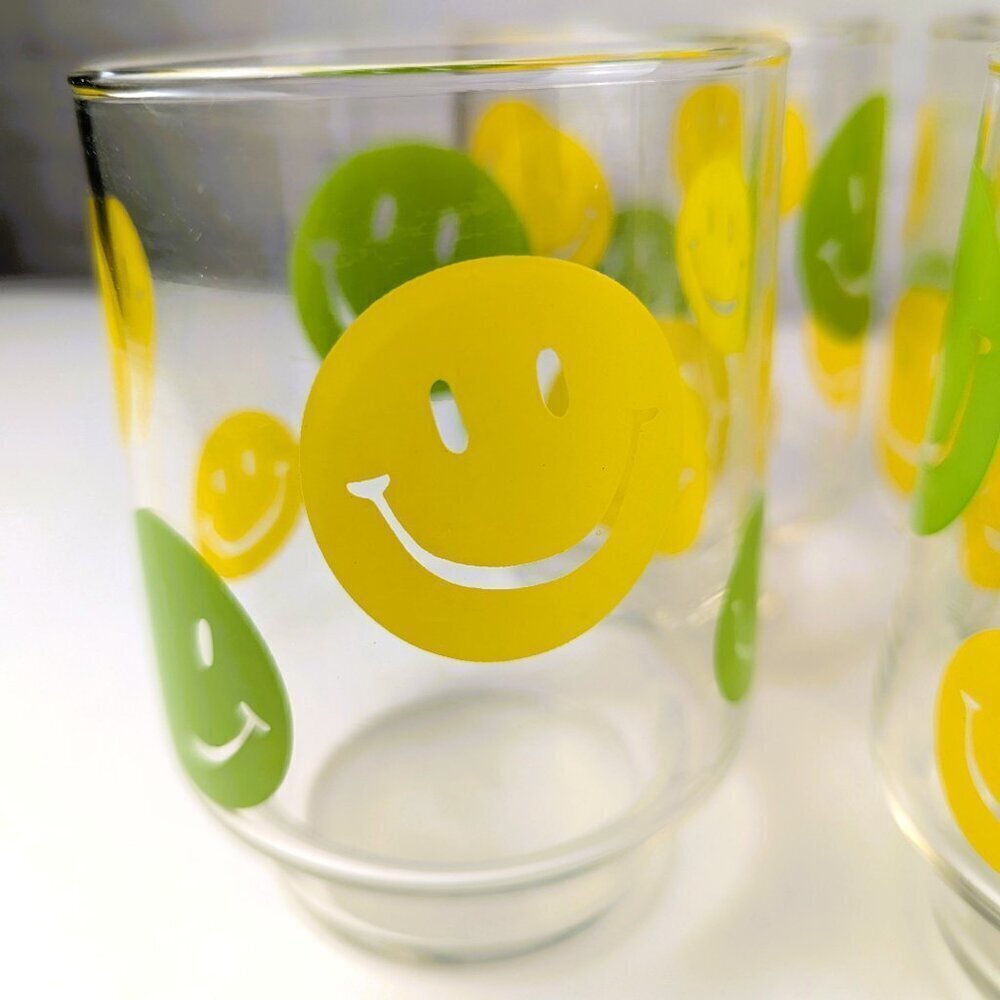 Vintage 70s Smiley Face Glasses Set of 4 - Picture 3 of 5
